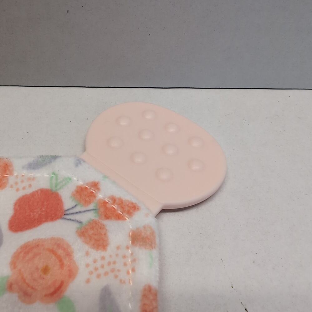 Modern Baby Elephant Lovey Plush w/Teether & Rattle Snuggle Blankie Pink Floral - Picture 9 of 13